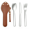 ReaNea Silver Portable Flatware Set,Camping Utensils Set 3 Pcs Stainless Steel Reusable Travel Utensils