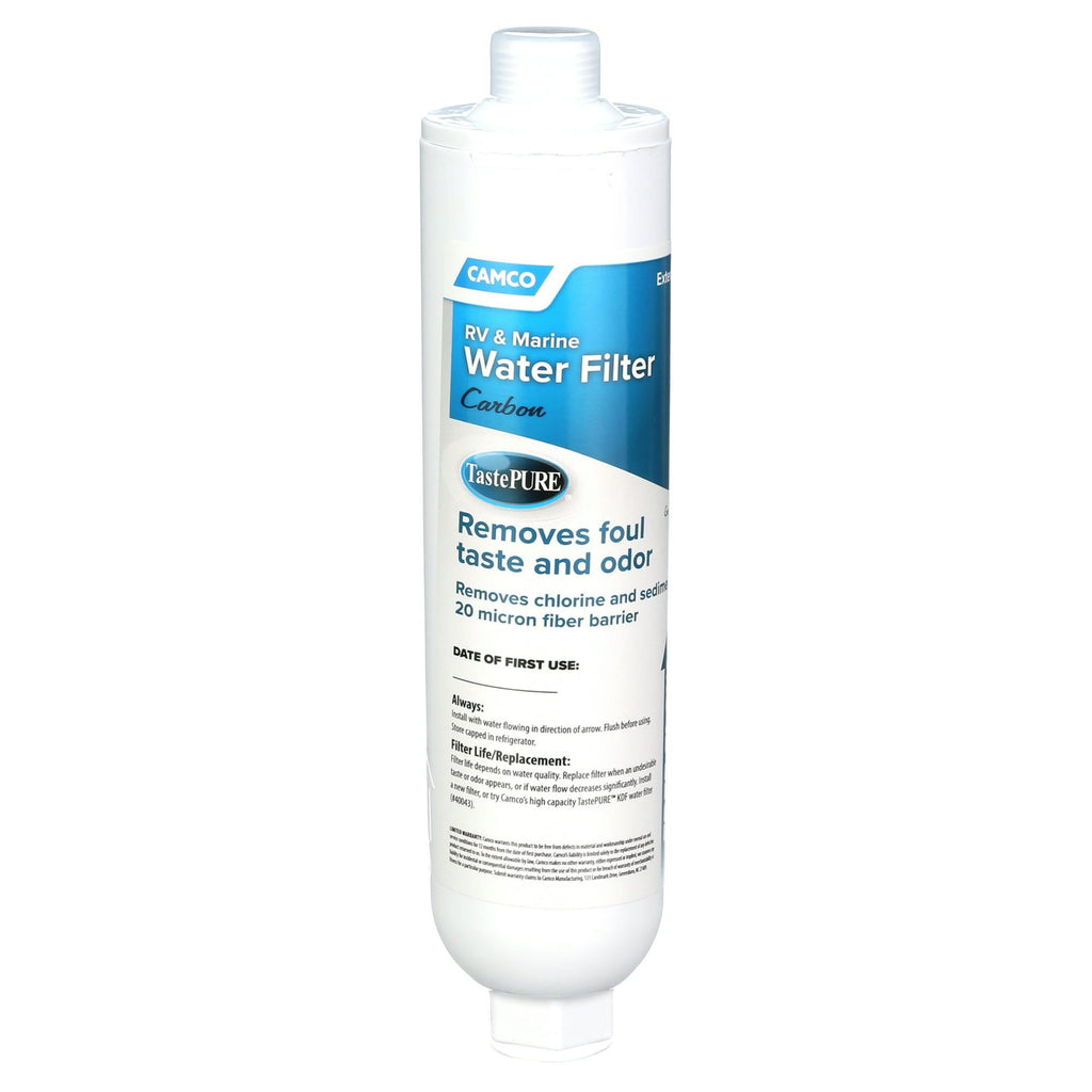 Camco TastePURE RV and Marine Water Filter | Filters to 20 Microns and Lasts up to 4 Months | White (40645)