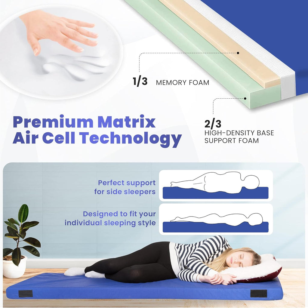 Matrix Air-Cell Memory Foam Camping Mattress - Portable Comfortable Roll Up Mattress