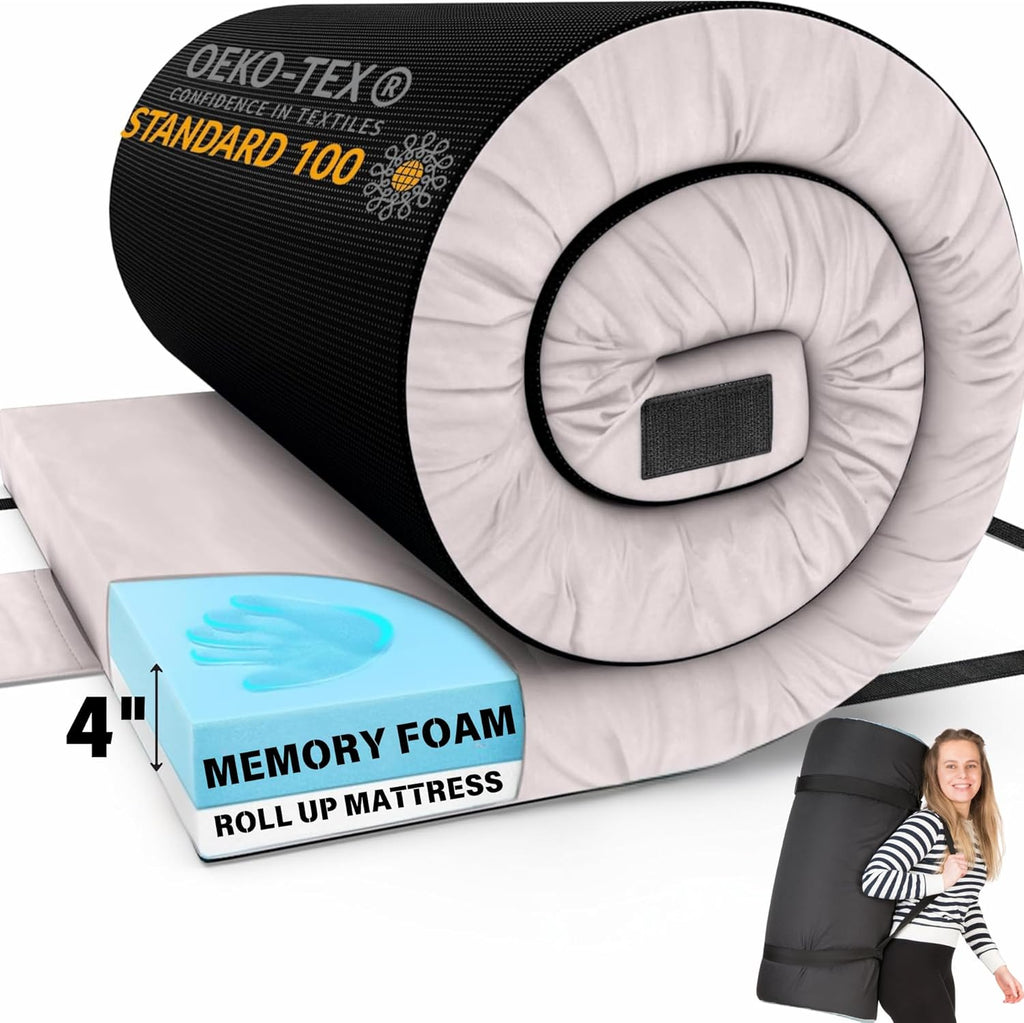 Matrix Air-Cell Memory Foam Camping Mattress - Portable Comfortable Roll Up Mattress