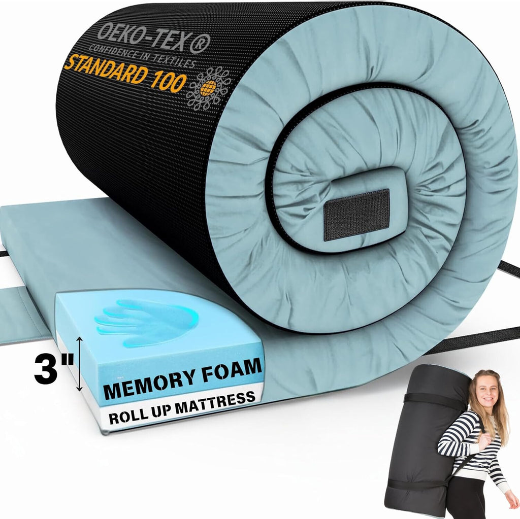 Matrix Air-Cell Memory Foam Camping Mattress - Portable Comfortable Roll Up Mattress