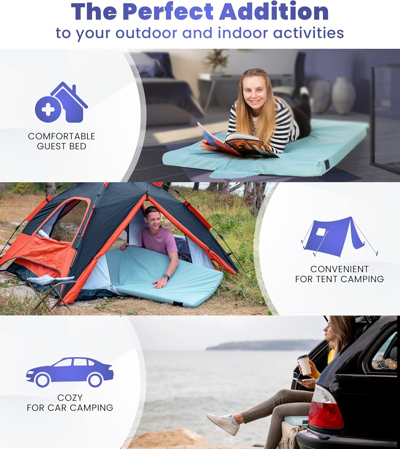 Matrix Air-Cell Memory Foam Camping Mattress - Portable Comfortable Roll Up Mattress