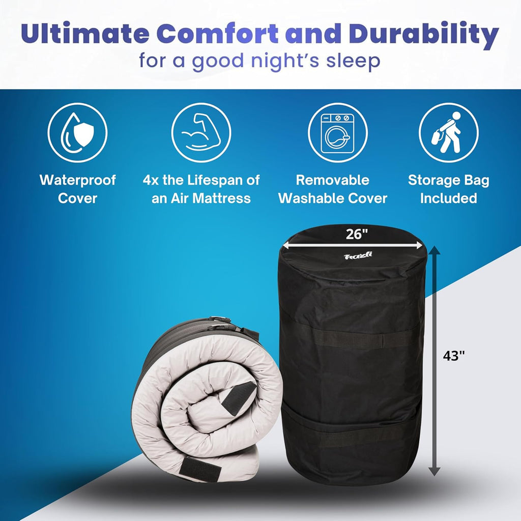 Matrix Air-Cell Memory Foam Camping Mattress - Portable Comfortable Roll Up Mattress