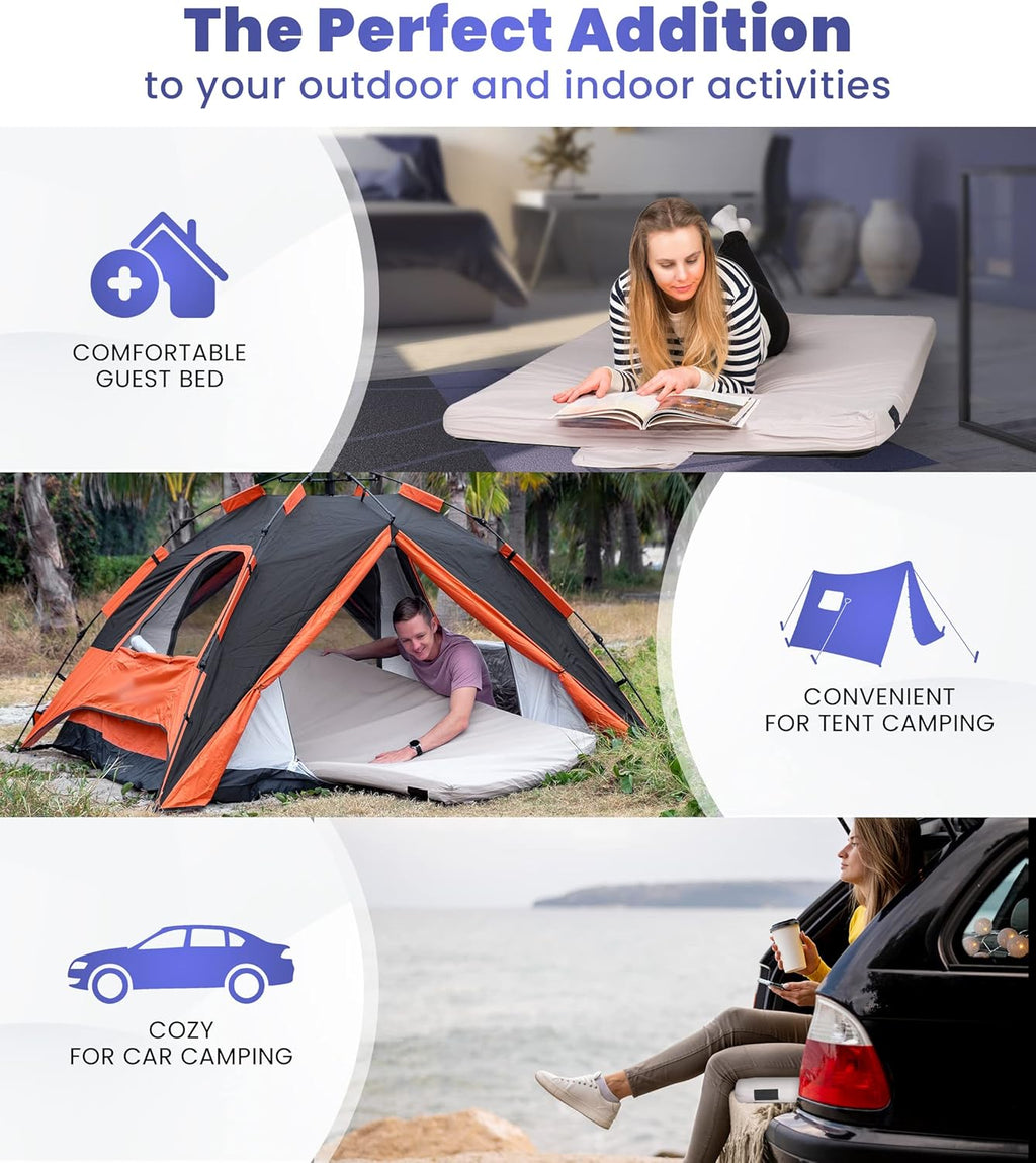 Matrix Air-Cell Memory Foam Camping Mattress - Portable Comfortable Roll Up Mattress