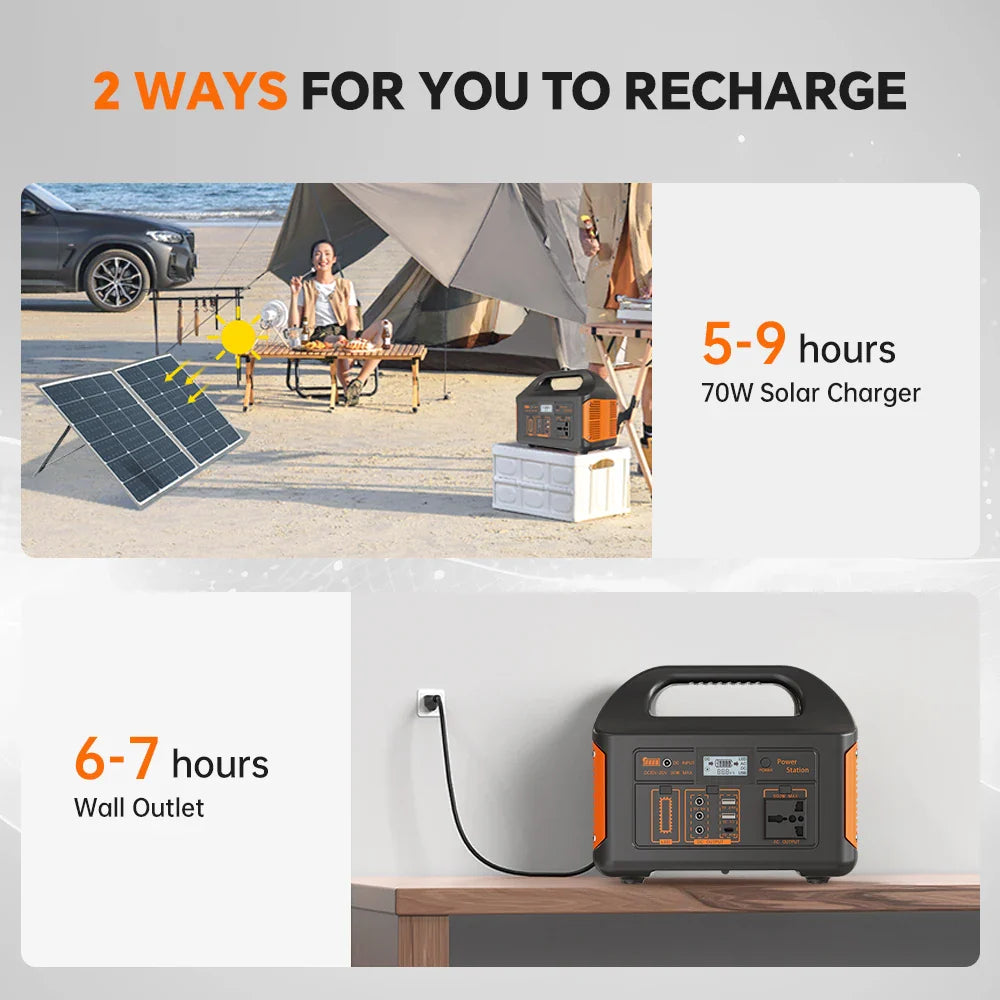 500W Portable Power Station Solar Generator LiFePO4 Battery UPS for Camping Home
