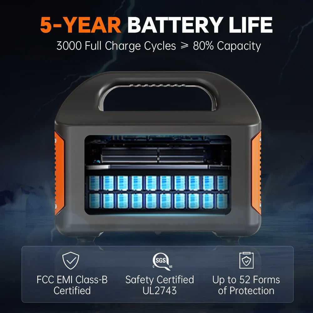 500W Portable Power Station Solar Generator LiFePO4 Battery UPS for Camping Home