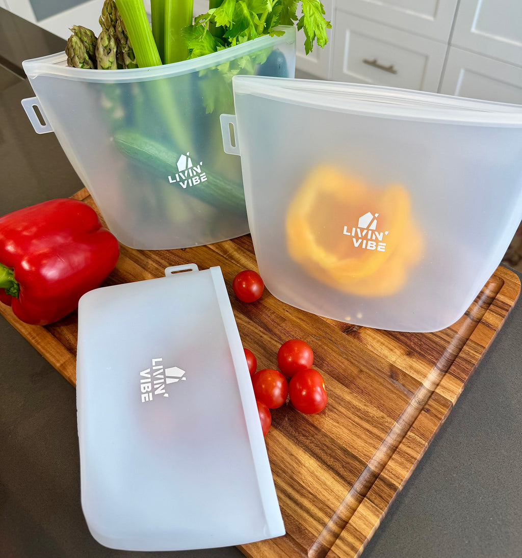 Reusable Silicone Food Storage Bags – Set of 4 Multicolor (500ml/17oz, 1000ml/34oz, 1500ml/51oz, 2000ml/68oz)