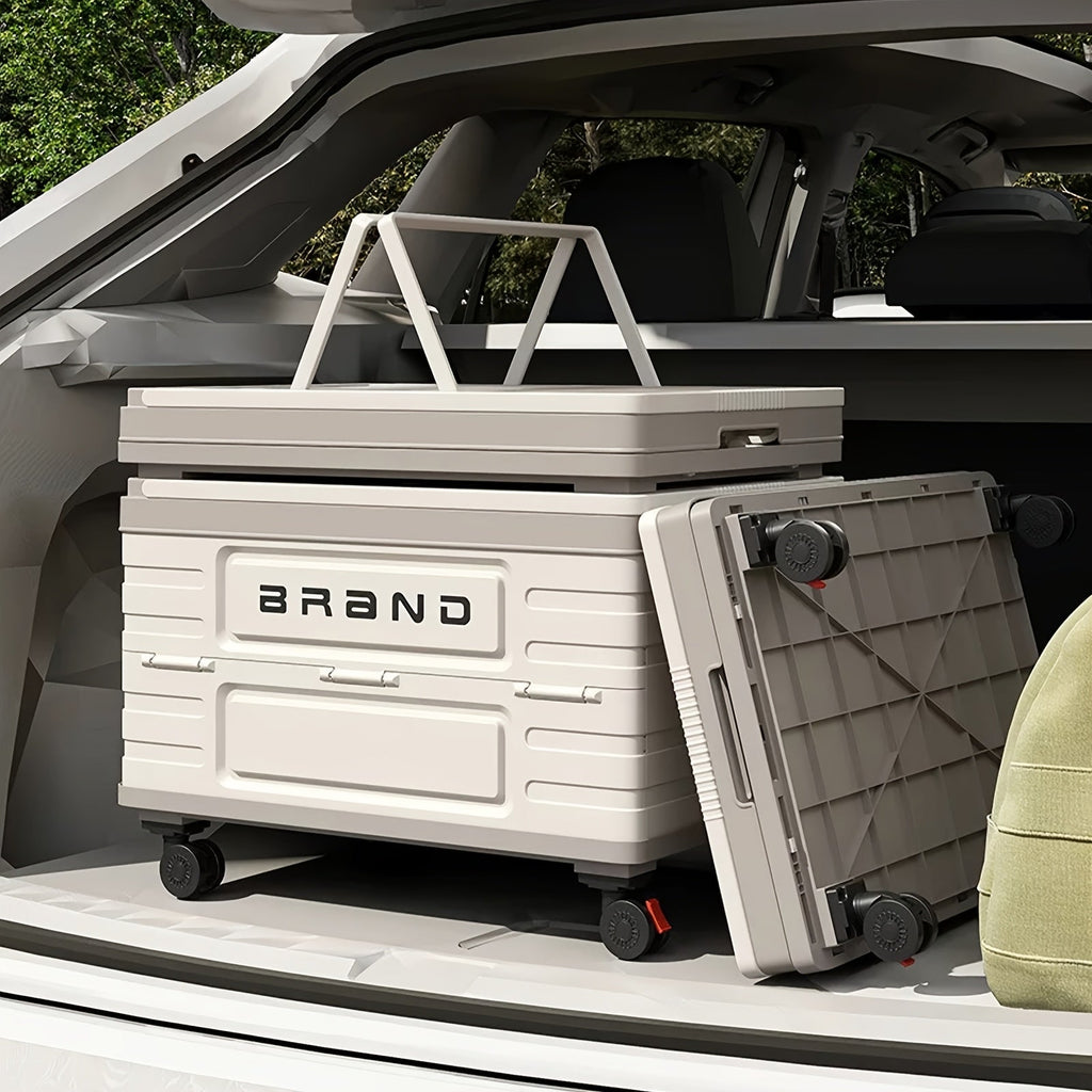 Foldable Storage Box with Wheels & Lid, Stackable Plastic Organizer Bin
