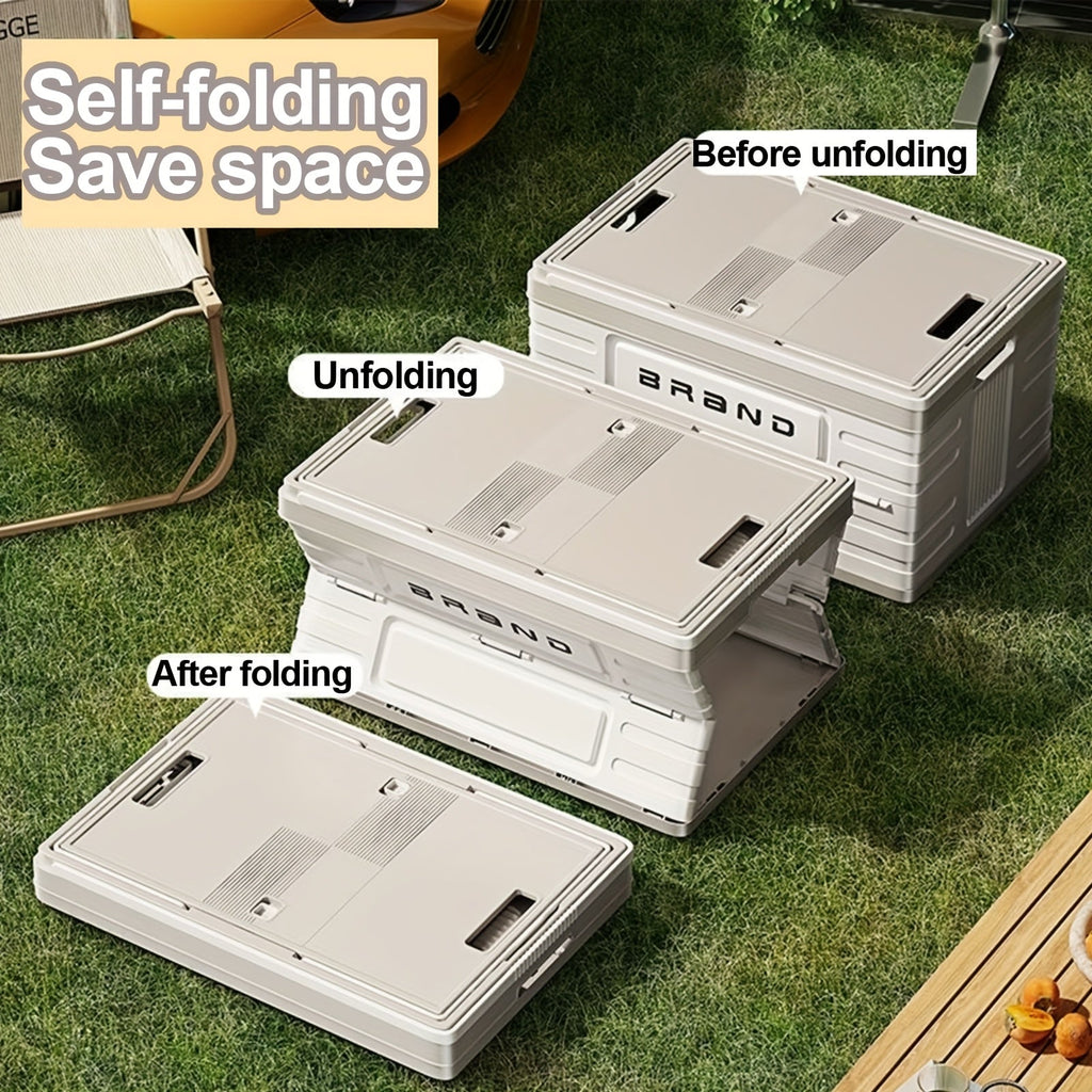Foldable Storage Box with Wheels & Lid, Stackable Plastic Organizer Bin