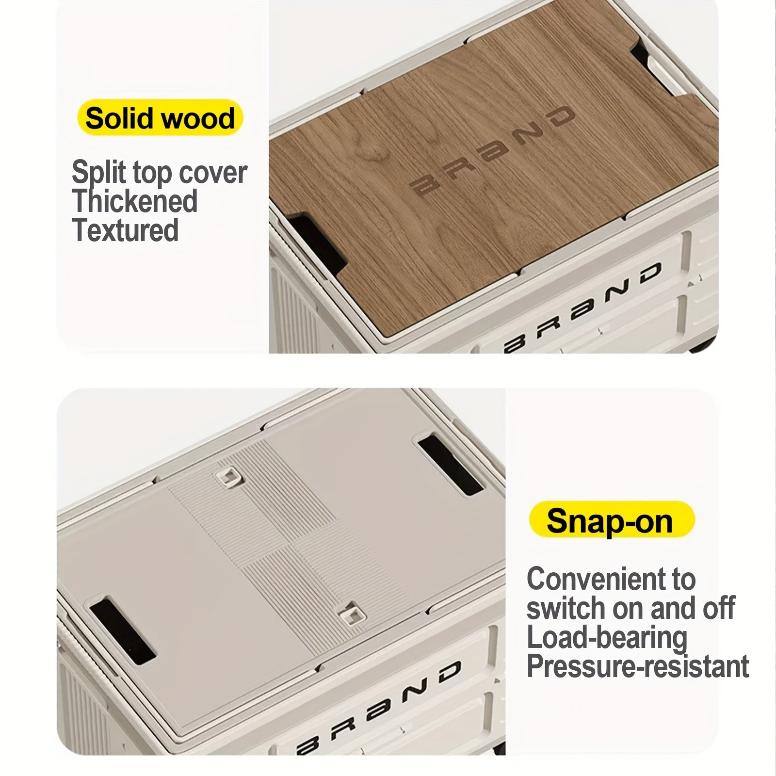 Foldable Storage Box with Wheels & Lid, Stackable Plastic Organizer Bin