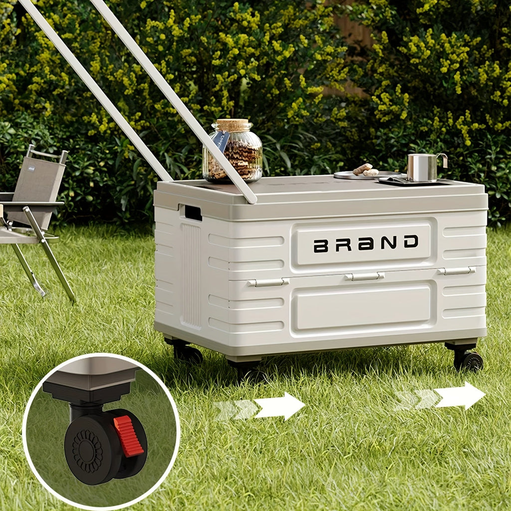 Foldable Storage Box with Wheels & Lid, Stackable Plastic Organizer Bin