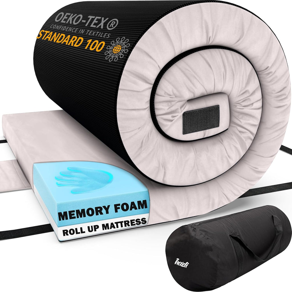 Matrix Air-Cell Memory Foam Camping Mattress - Portable Comfortable Roll Up Mattress