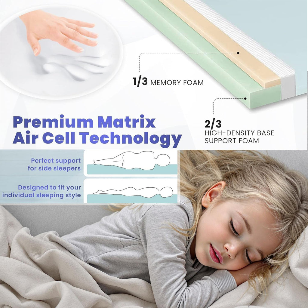 Matrix Air-Cell Memory Foam Camping Mattress - Portable Comfortable Roll Up Mattress