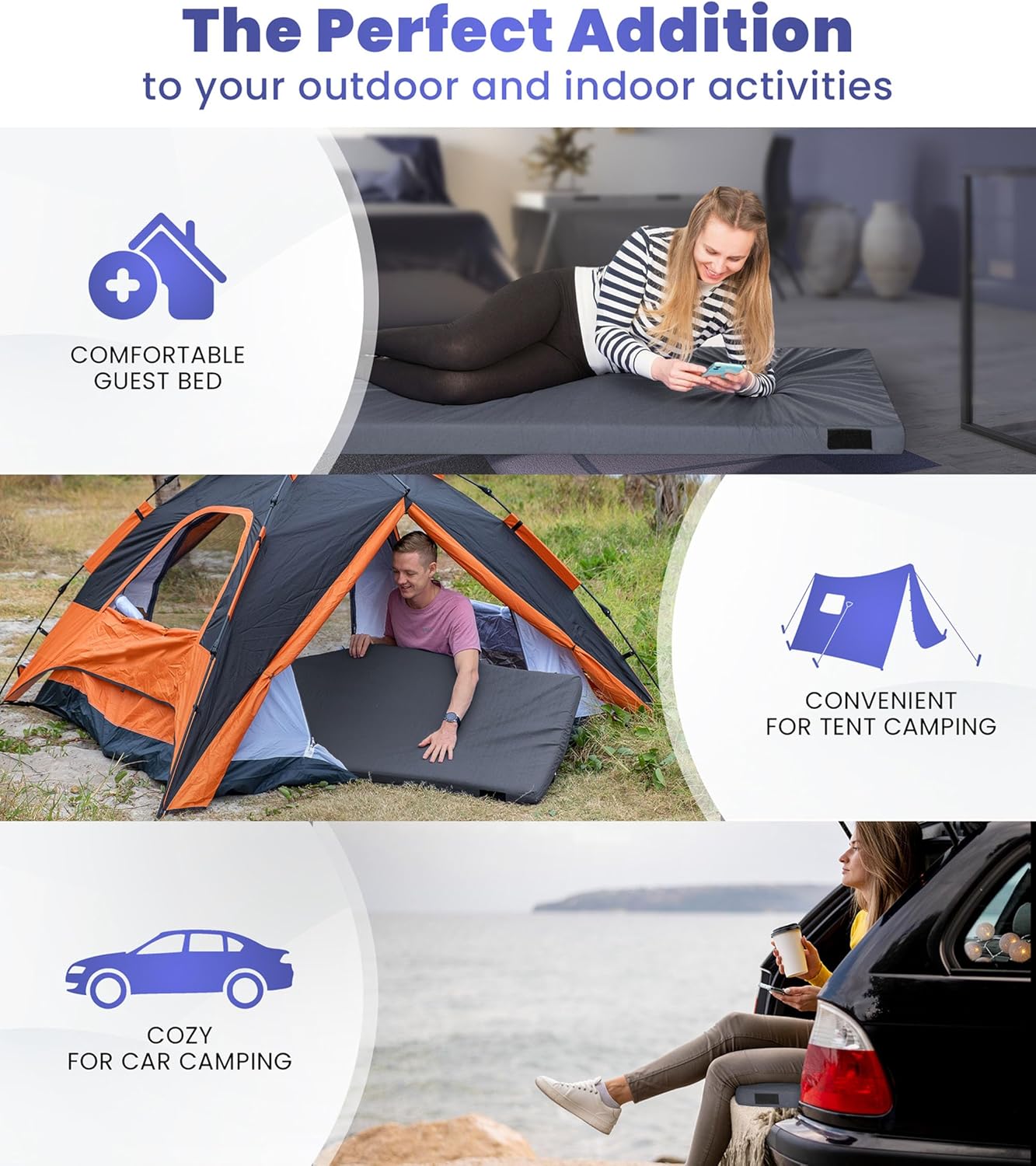 Matrix Air-Cell Memory Foam Camping Mattress - Portable Comfortable Roll Up Mattress