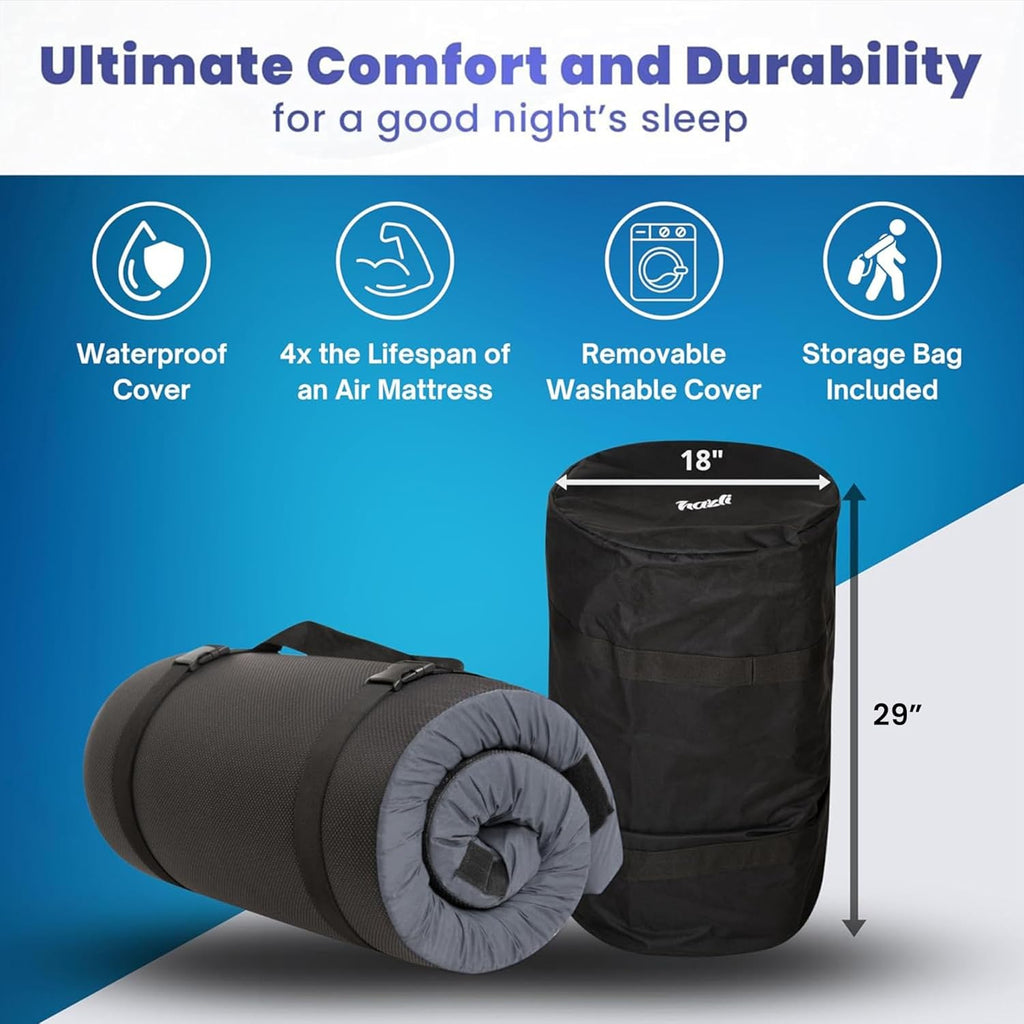 Matrix Air-Cell Memory Foam Camping Mattress - Portable Comfortable Roll Up Mattress