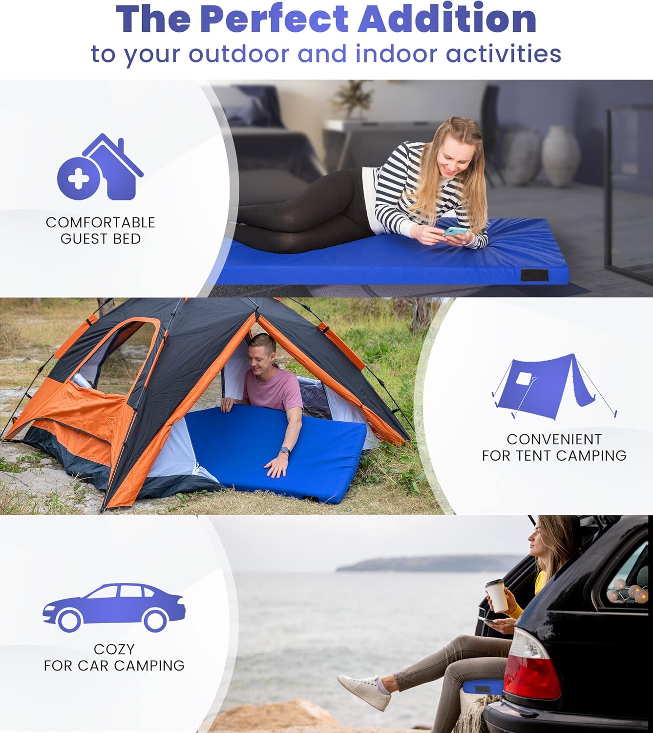 Matrix Air-Cell Memory Foam Camping Mattress - Portable Comfortable Roll Up Mattress