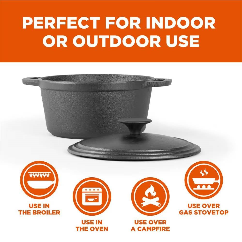 Cast Iron Dutch Oven with Handles and Lid