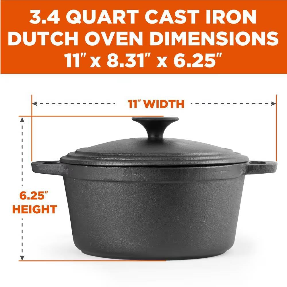 Cast Iron Dutch Oven with Handles and Lid