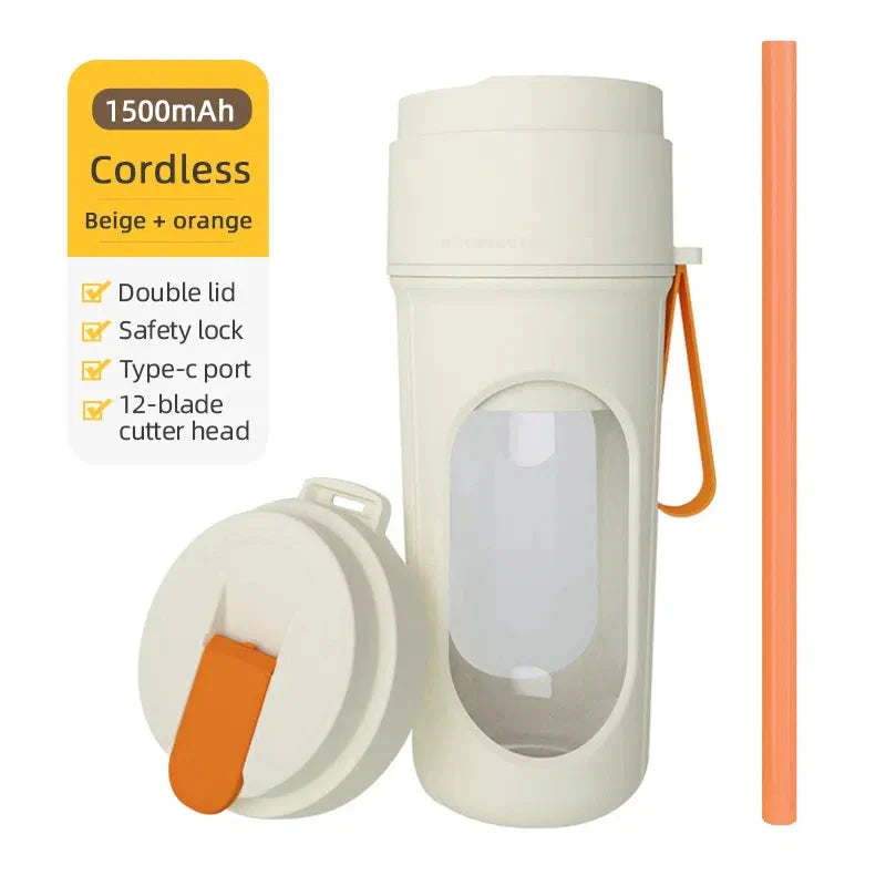 Portable Electric Blender Bottle – 6 Blades Smoothie Maker