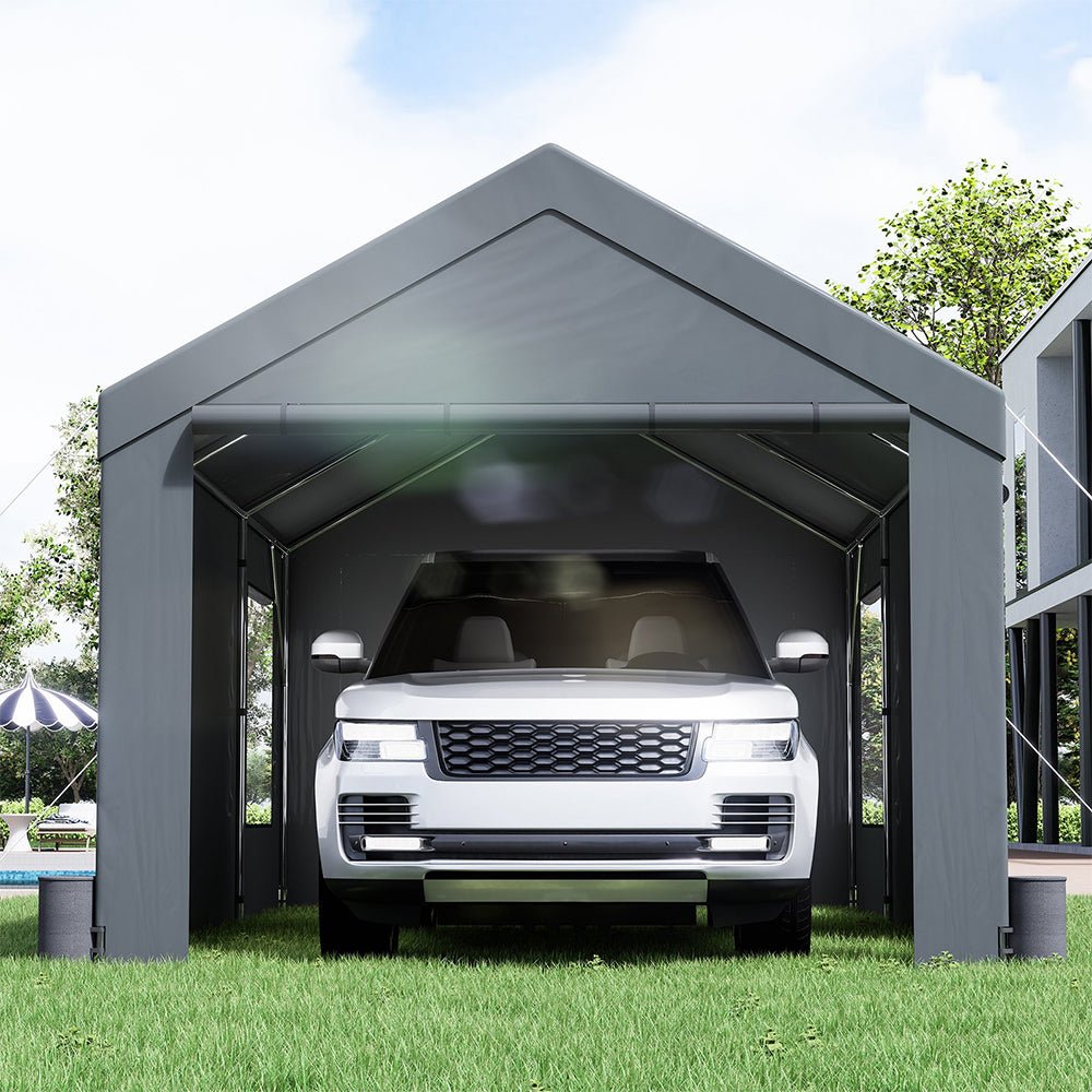 [12X20FT] Alora Heavy-Duty Outdoor Premium Garage Tarp Canopy Shelter W/ Removable Sidewalls (SAK94615)