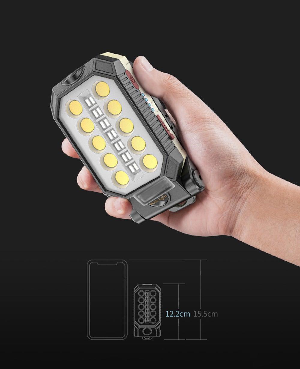 Rechargeable Adjustable USB LED Portable Charger Battery High Capacity with Digital Display LCD Screen Waterproof Flashlight COB Work Light For Repairing Outdoor Camping