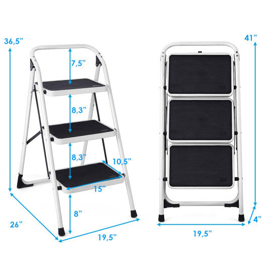Costway Folding 3-Step Ladder with Handgrip and Anti-Slip Platform